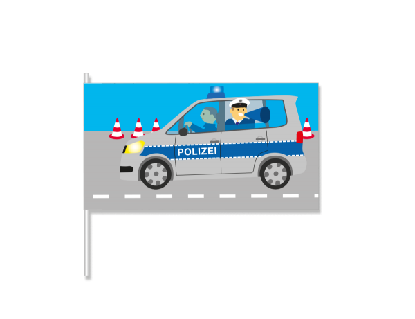 Papierflaggen Polizei, 8 Stück