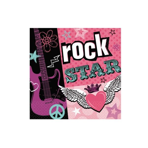 Servietten Rockstar, 33cm, 16 Stück