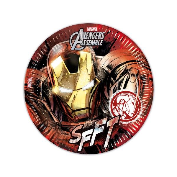 T1142328-Pappteller-Avengers-Teen-Iron-Man-23cm-8-Stueck