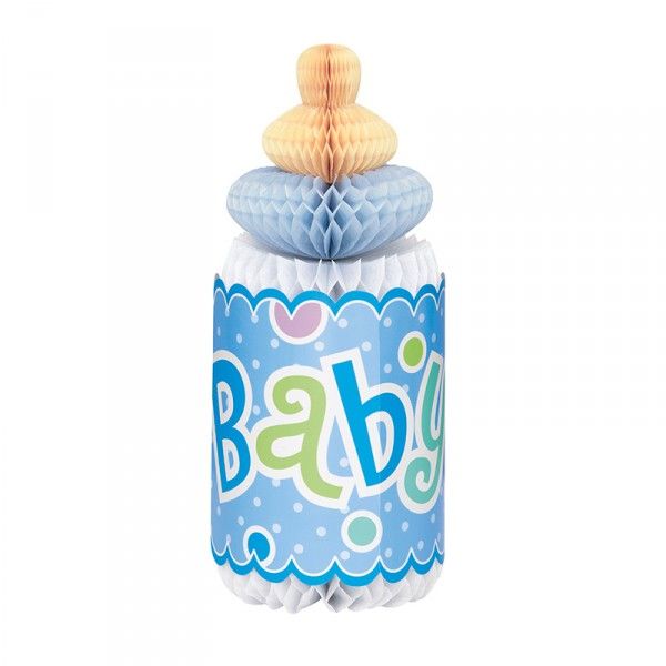 Tischdeko Babyshower Trinkflasche, Blau