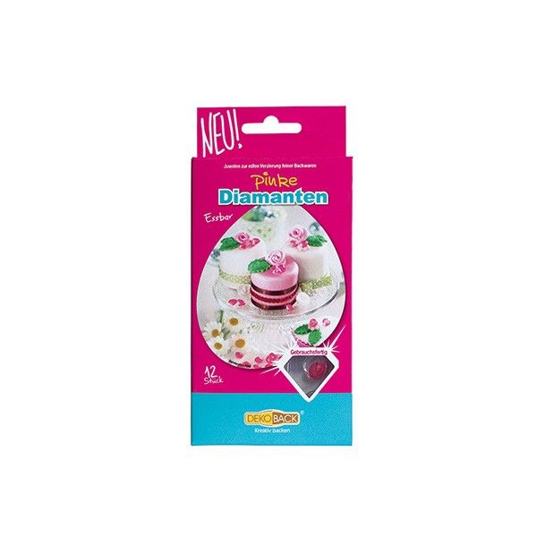 Essbare Diamanten pink, 12 St�ck