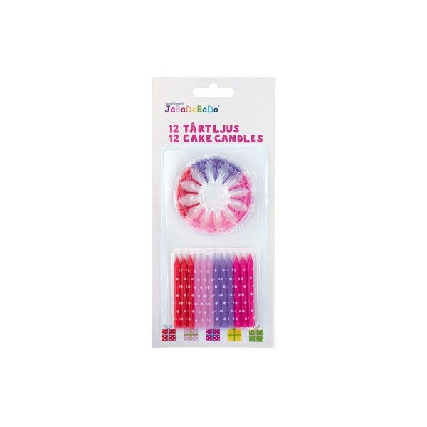 Kuchenkerzen mit Kerzenhalter, pink, 12 St