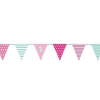 Wimpelkette 1. Geburtstag rosa, 1,35m, 1 St Wimpelkette 1. Geburtstag rosa, 1,35m, 1 St