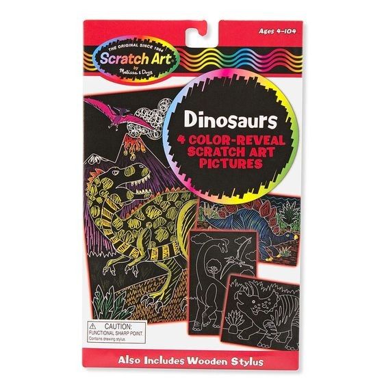 Kratzbilder Dinosaurier, 4 Stück