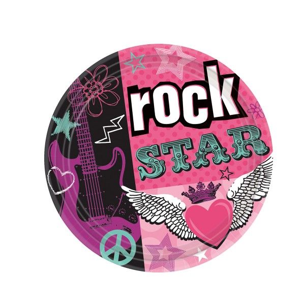 Pappteller Rockstar, ø 23cm, 8 Stück