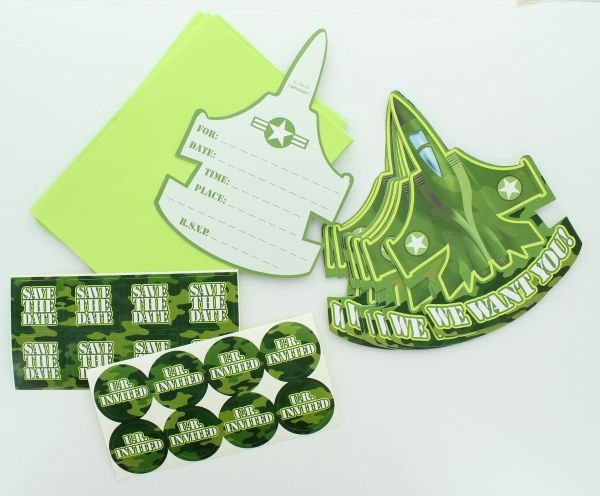 Camouflage Einladungskarten mit Umschlag und Sticker, 8 Stück