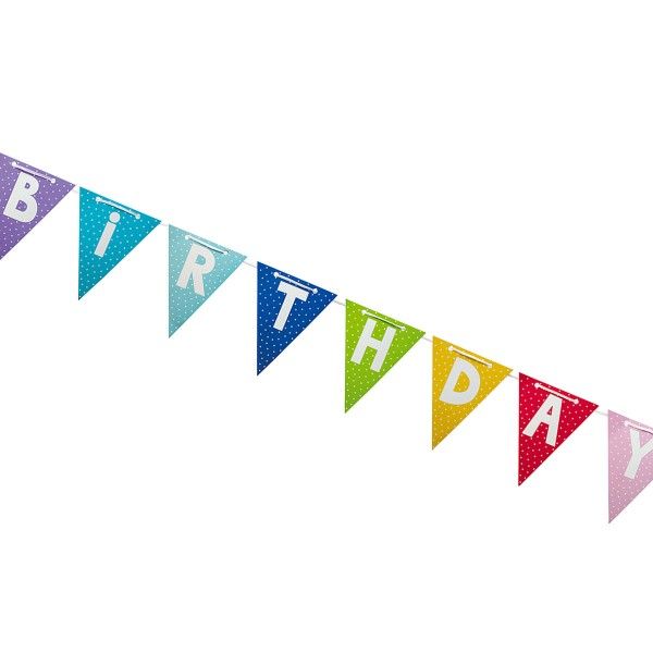 Wimpelkette Happy Birthday, bunt, 4,7m