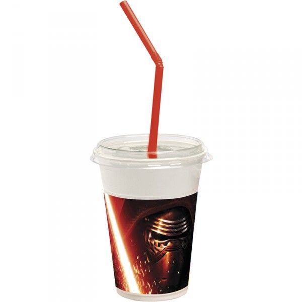 Milchshake Becher mit Deckel und Strohhalm Star Wars,300ml, 12 Stück