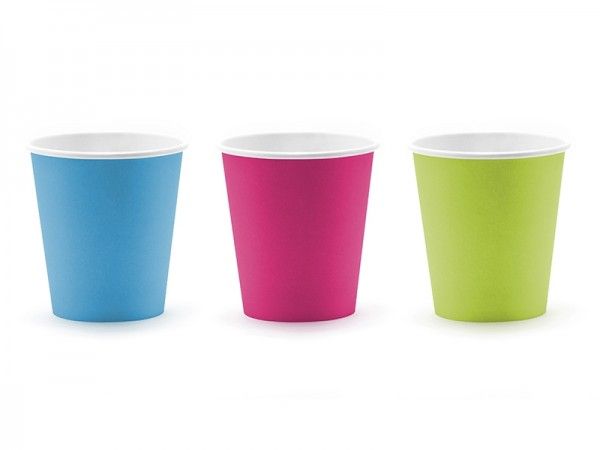 Pappbecher Monster, pink, grün und blau, 200 ml, 6 Stück X