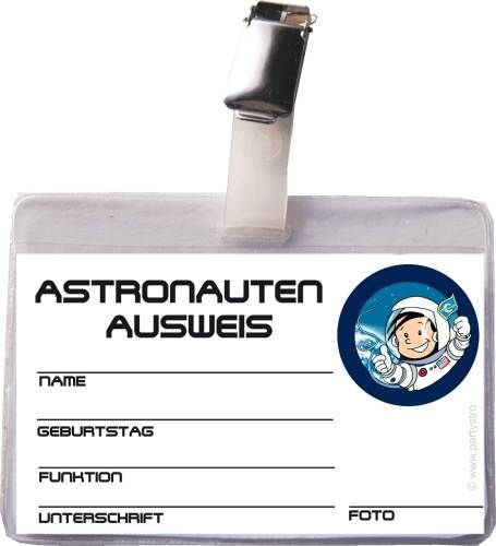 Astronautenausweis Flo in Hülle mit Clip