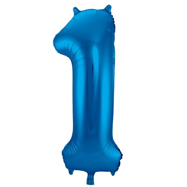 XL Folienballon Zahl 1 in Blau, 86 cm, 1 Stück, Helium Ballon (unbefüllt)