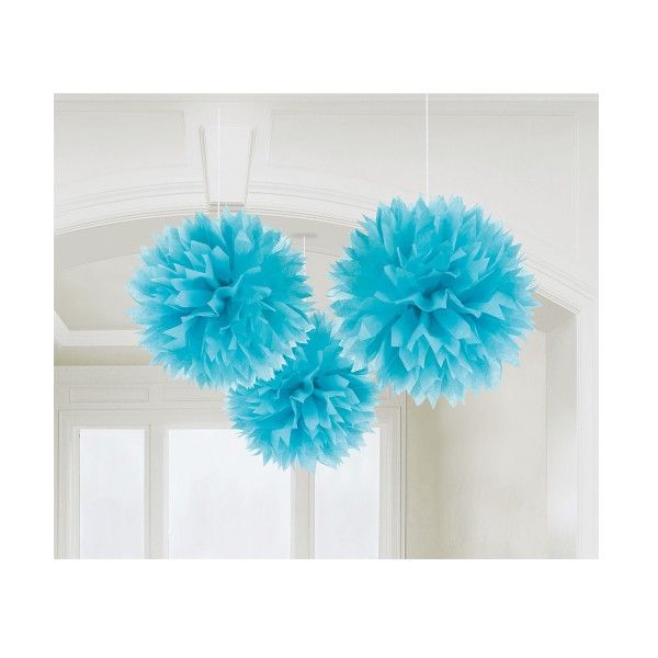 Pompons hellblau, 3 St