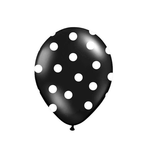 Luftballons mit  Punkten schwarz,  6 St