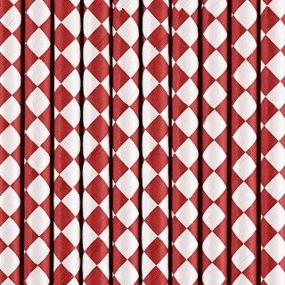 Strohhalme aus Papier, Rot-Weiß, 10 Stück