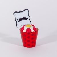 Muffinförmchen und Muffinpicker Schnurrbart, rot/schwarz Muffinförmchen und Muffinpicker Schnurrbart, rot/schwarz