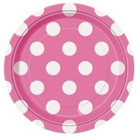 Pappteller Punkte, pink,  18cm, 8 St Pappteller Punkte, pink,  18cm, 8 St