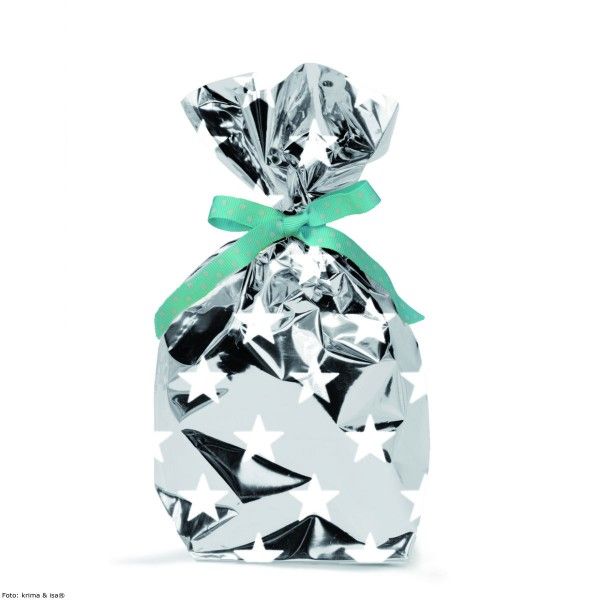 Folientüten Sterne, silber, 10 Stück X
