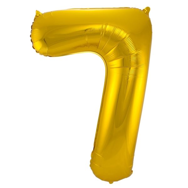 XL Folienballon Zahl 7 in Gold, 86 cm, 1 Stück, Helium Ballon (unbefüllt)