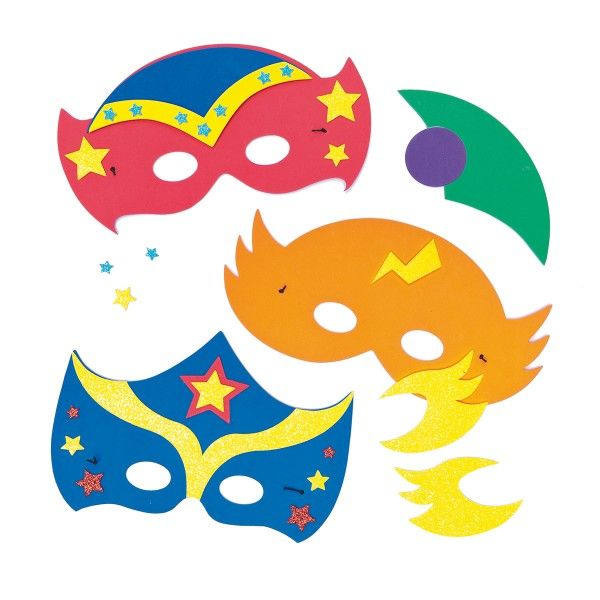 Bastelset Moosgummi-Masken Superhelden, 4 Stück