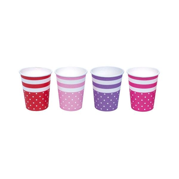 Pappbecher mit Punkten, pink, 200ml, 8 St