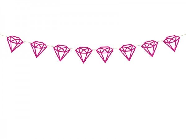 Girlande Diamanten, Pink, 1 m