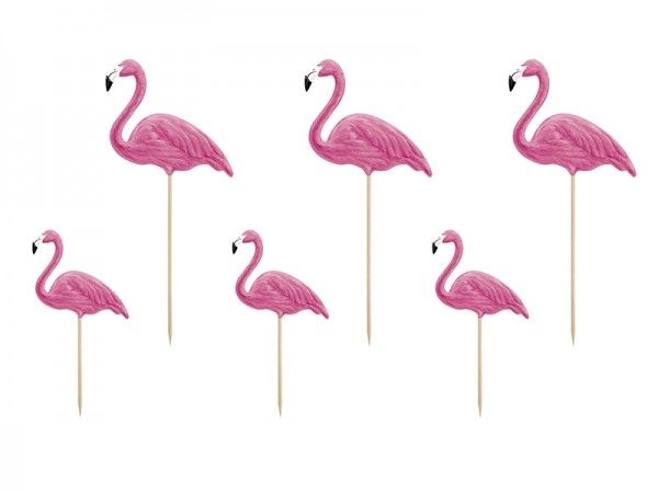 Cupcake Topper Flamingo, Hawaii, 6 Stück