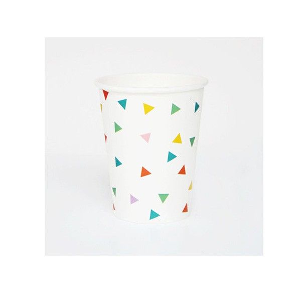 Pappbecher-bunte-Dreiecke-8-Stueck-neu