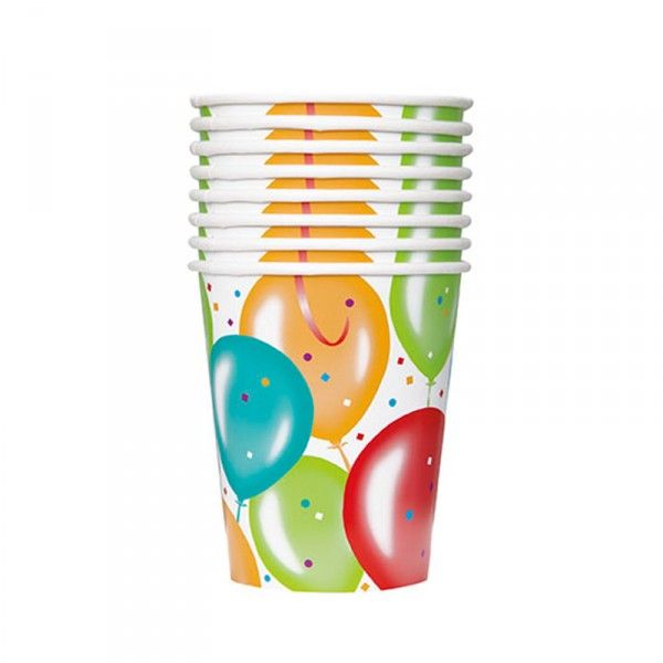 Pappbecher Ballons, 8 Stück X X