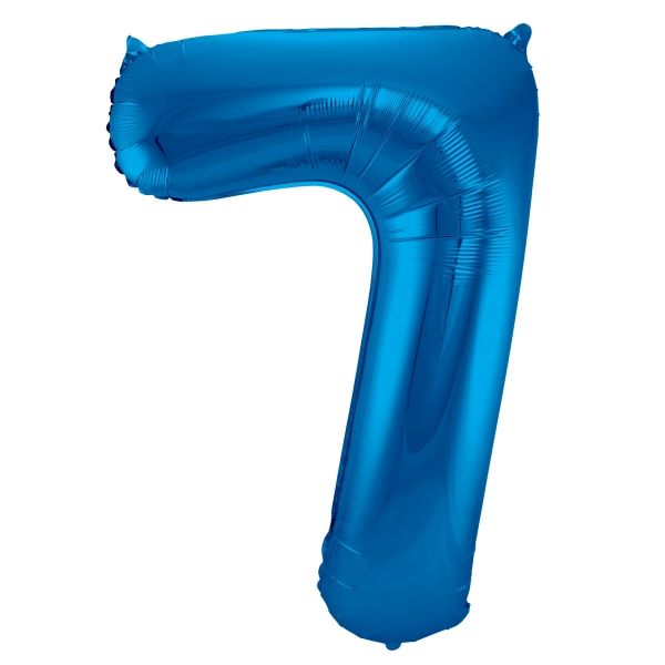 XL Folienballon Zahl 7 in Blau, 86 cm, 1 Stück, Helium Ballon (unbefüllt)