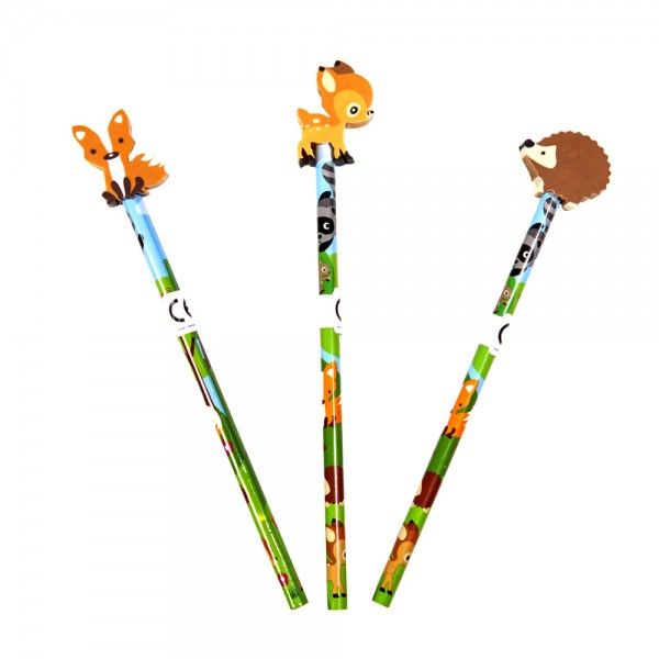 Bleistift mit Radierer Waldtiere, verschiedene Ausführungen, 1 Stück X X