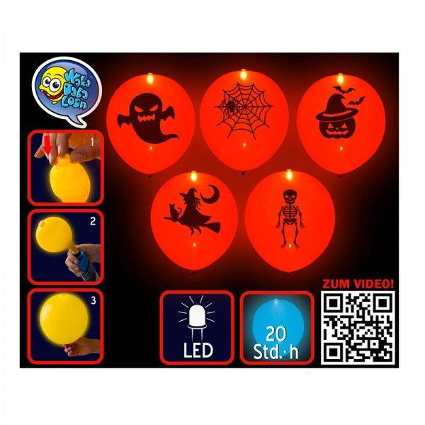 LED-Luftballons, Halloween, 5 St