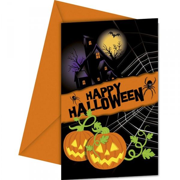 Einladungen mit Umschlag Halloween, 6 Stück