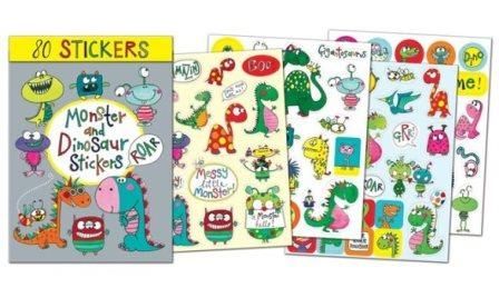 Sticker Set Dino und Monster, 4 Bögen