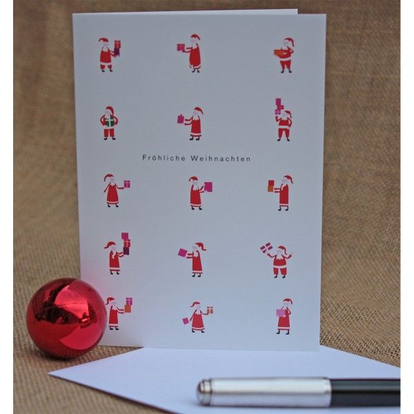 Klappkarte Weihnachtsmänner mit Umschlag