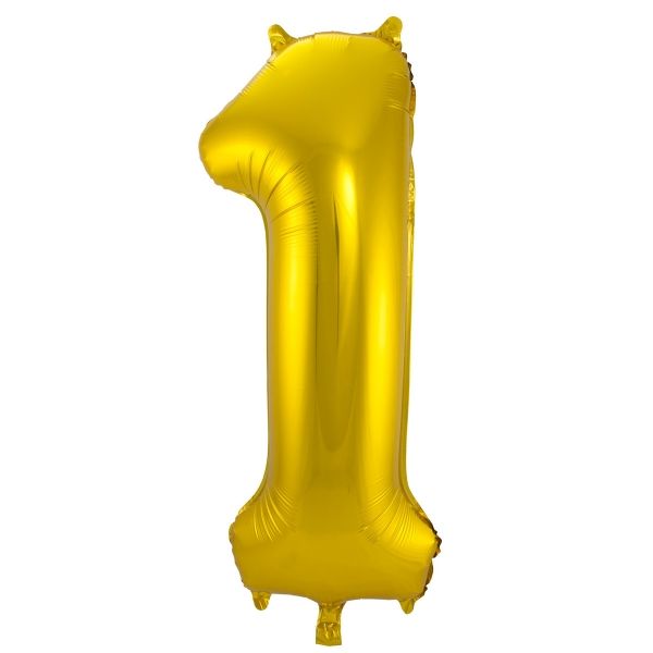 XL Folienballon Zahl 1 in Gold, 86 cm, 1 Stück, Helium Ballon (unbefüllt)