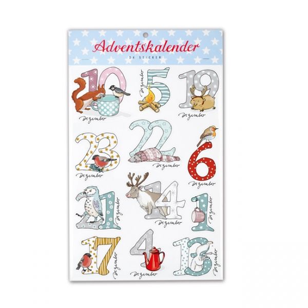 Sticker Adventskalender, 24 Stück Schneetiere