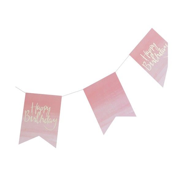 Girlande "Happy Birthday" rosa/gold, 3m