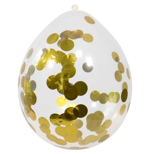 Konfetti Ballons, Gold, 4 Stück