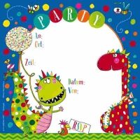 Einladungen mit Umschlägen Frecher Dinosaurier, 8 Stück Einladungen mit Umschlägen Frecher Dinosaurier, 8 Stück