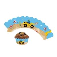 Deko-Banderolen für Muffins und Cupcakes Baustelle, 12 Stück Deko-Banderolen für Muffins und Cupcakes Baustelle, 12 Stück