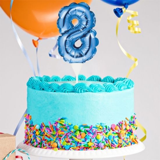 Kuchenpicker Folienballon Zahl 8 in Blau, 22 cm klein, selbstaufblasend, 1 Stück