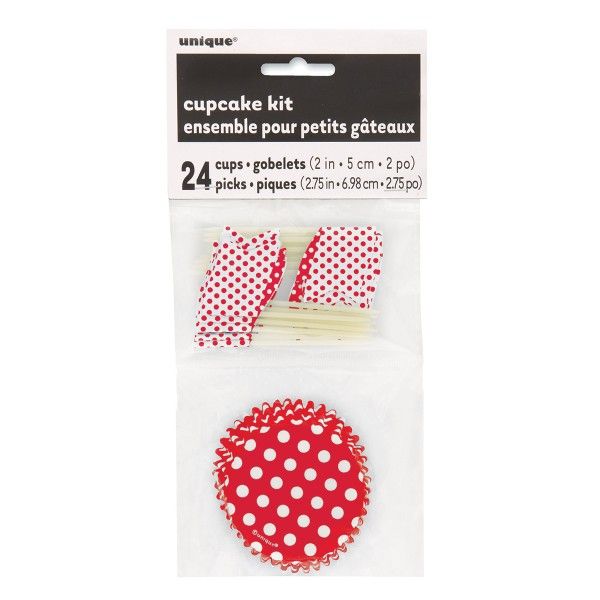 Muffin Kit Punkte, rot, 24 St