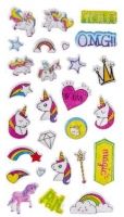 Aufkleber Einhorn, 27 Stück, ein Stickerbogen Aufkleber Einhorn, 27 Stück, ein Stickerbogen