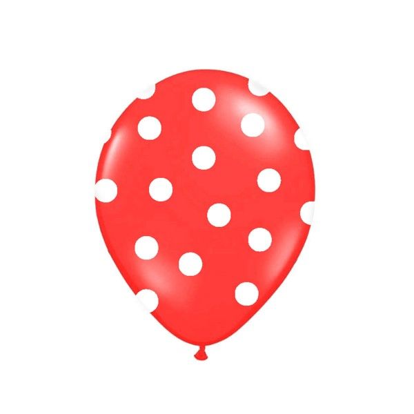 Luftballons mit  Punkten rot,  6 St