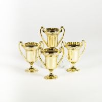 Mini Fussball Pokale, 4 Stück