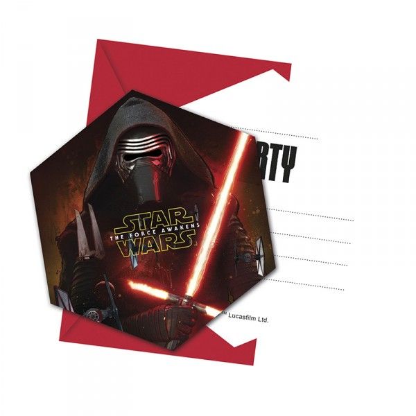 Einladung mit Umschlag Star Wars, 6 Stück
