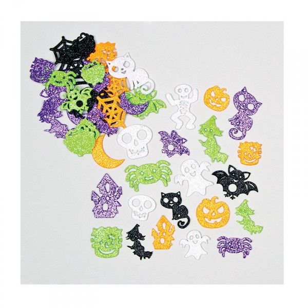 Moosgummi-Glitzer-Aufkleber Halloween, 120 Stück