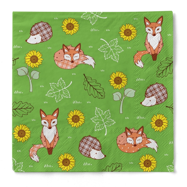 Serviette Fuchs, grün, 20 Stück